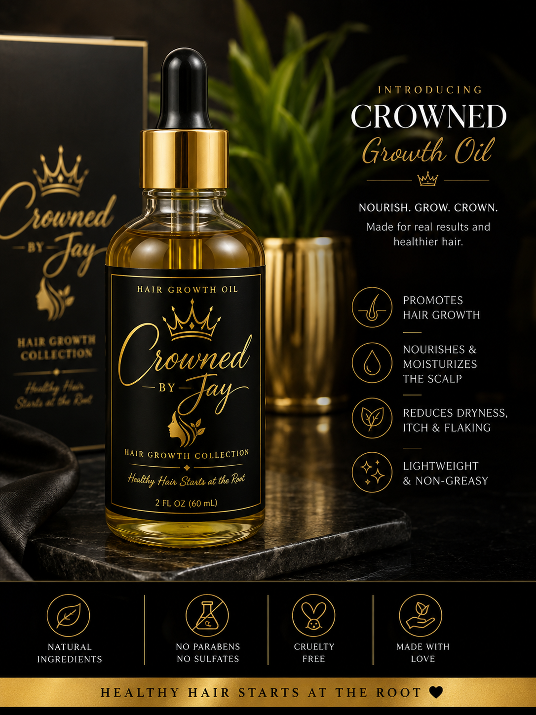Crowned by Jay Growth Oil- 4 oz Scalp Growth Oil (PREORDER)